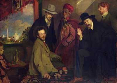 André Gide (1869-1951) und seine Freunde im Café Maure der Weltausstellung von 1900, 1901 von Jacques Emile Blanche